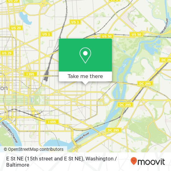 Mapa de E St NE (15th street and E St NE), Washington, DC 20002