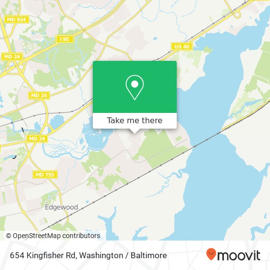 Mapa de 654 Kingfisher Rd, Edgewood, MD 21040