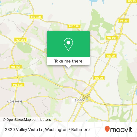 Mapa de 2320 Valley Vista Ln, Silver Spring, MD 20905