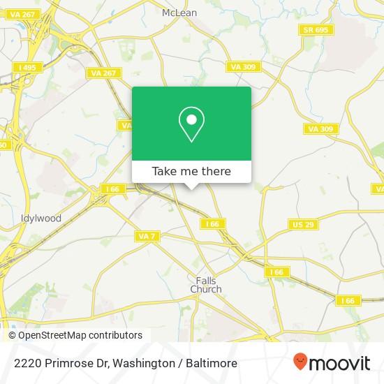 Mapa de 2220 Primrose Dr, Falls Church, VA 22046