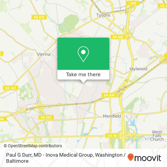 Mapa de Paul G Durr, MD - Inova Medical Group, 130 Park St