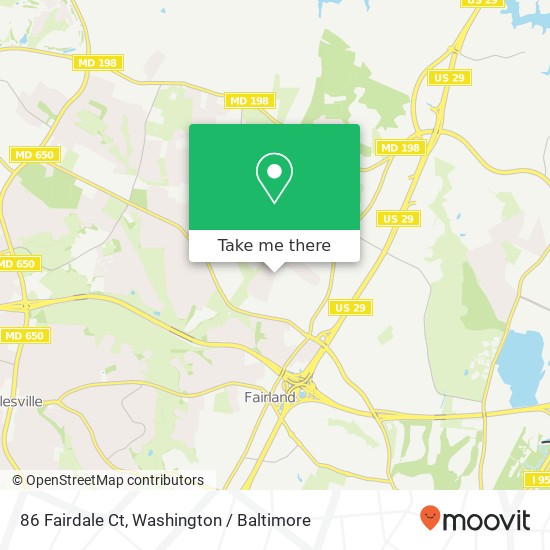 Mapa de 86 Fairdale Ct, Silver Spring, MD 20905