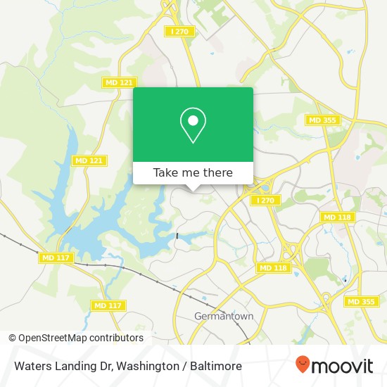 Mapa de Waters Landing Dr, Germantown, MD 20874