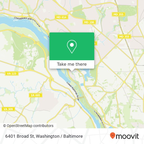 Mapa de 6401 Broad St, Bethesda, MD 20816