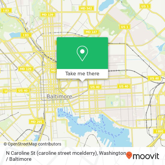 N Caroline St (caroline street mcelderry), Baltimore, MD 21205 map