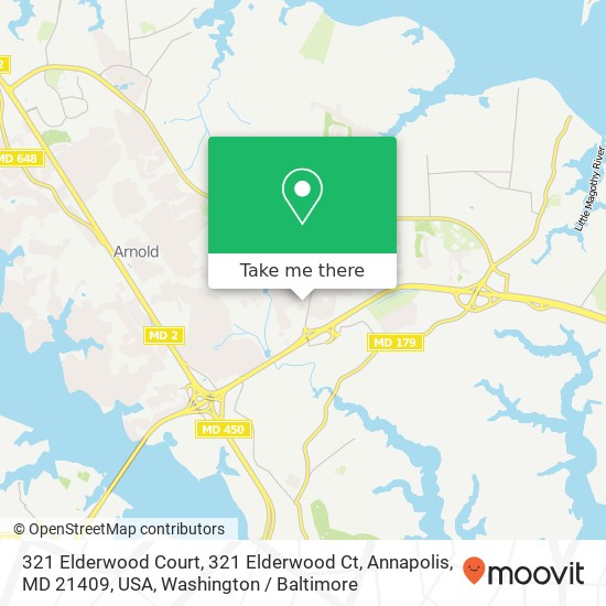 Mapa de 321 Elderwood Court, 321 Elderwood Ct, Annapolis, MD 21409, USA