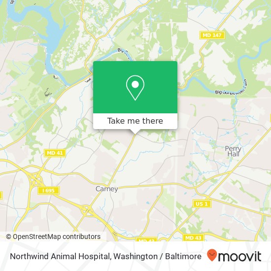 Mapa de Northwind Animal Hospital, 10019 Harford Rd