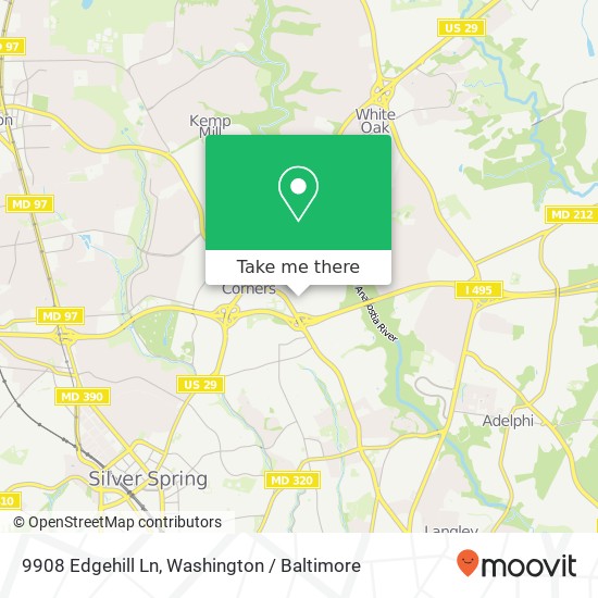 Mapa de 9908 Edgehill Ln, Silver Spring, MD 20901