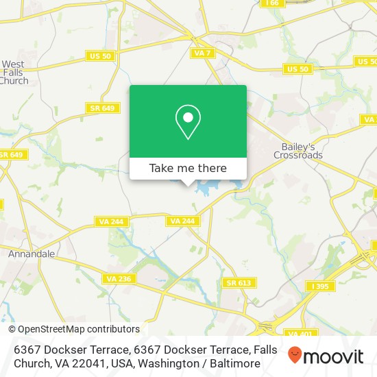 Mapa de 6367 Dockser Terrace, 6367 Dockser Terrace, Falls Church, VA 22041, USA