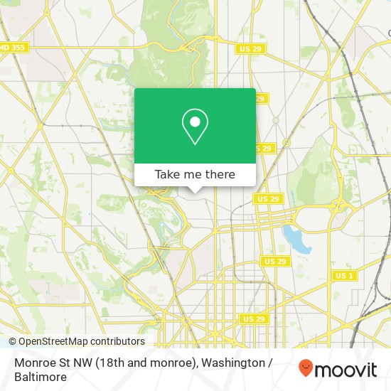 Monroe St NW (18th and monroe), Washington, DC 20010 map