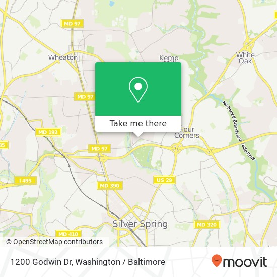 Mapa de 1200 Godwin Dr, Silver Spring, MD 20901