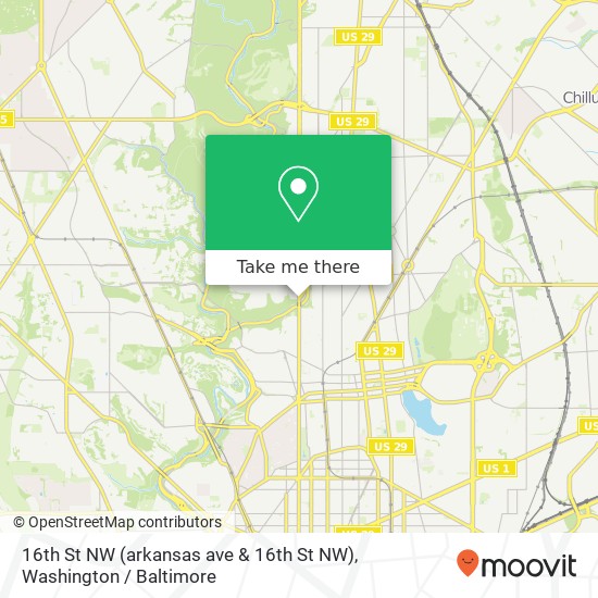 Mapa de 16th St NW (arkansas ave & 16th St NW), Washington, DC 20011