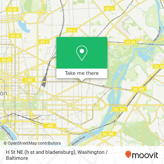 H St NE (h st and bladensburg), Washington, DC 20002 map