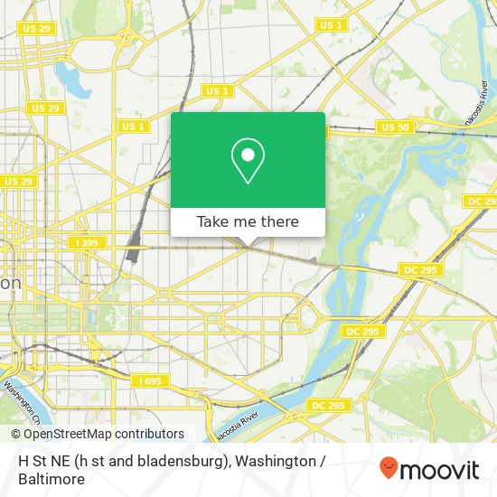 Mapa de H St NE (h st and bladensburg), Washington, DC 20002