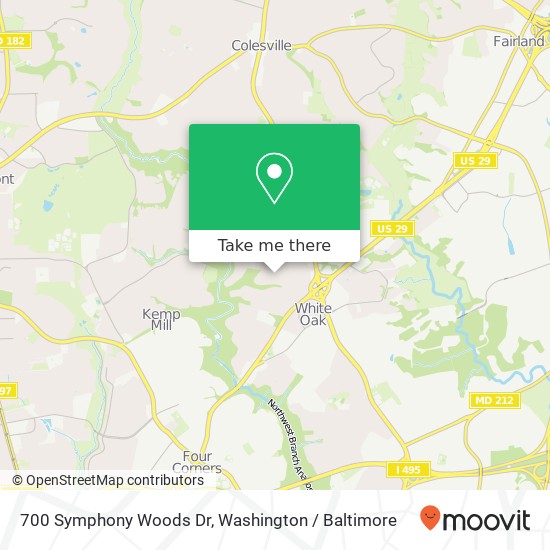 Mapa de 700 Symphony Woods Dr, Silver Spring, MD 20901