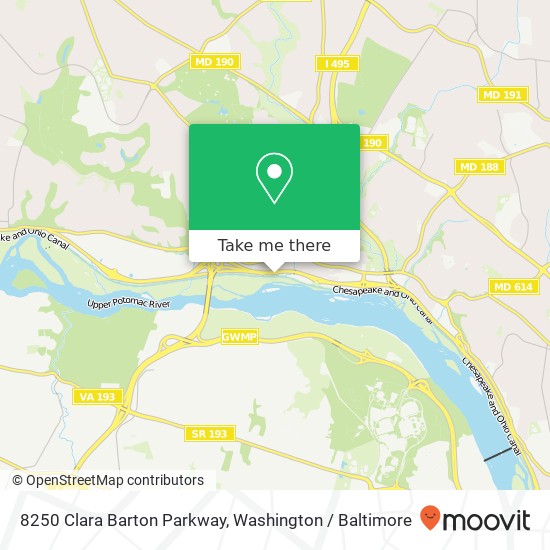 Mapa de 8250 Clara Barton Parkway, 8250 Clara Barton Pkwy, Cabin John, MD 20818, USA