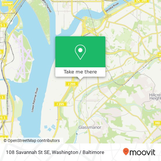 Mapa de 108 Savannah St SE, Washington, DC 20032