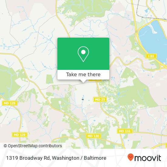 Mapa de 1319 Broadway Rd, Lutherville Timonium, MD 21093