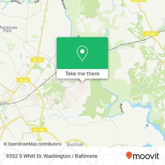 Mapa de 9352 S Whitt Dr, Manassas Park, VA 20111