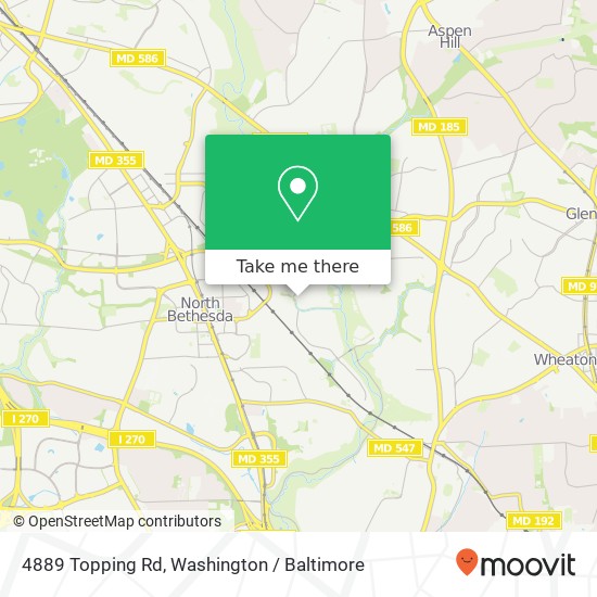 Mapa de 4889 Topping Rd, Rockville, MD 20852