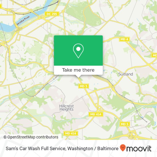 Mapa de Sam's Car Wash Full Service, 3401 Branch Ave