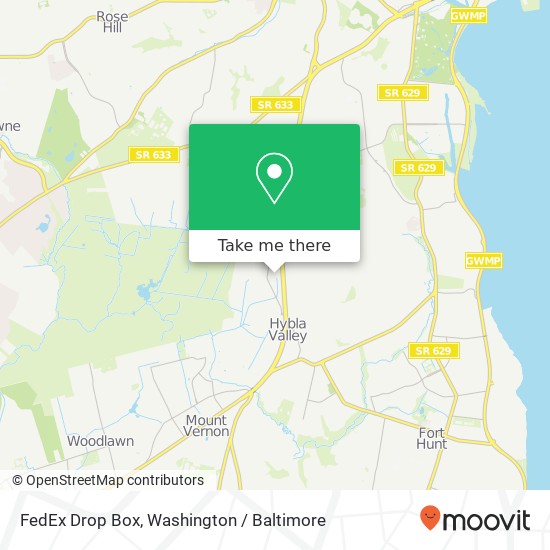 Mapa de FedEx Drop Box, 7434 Richmond Hwy