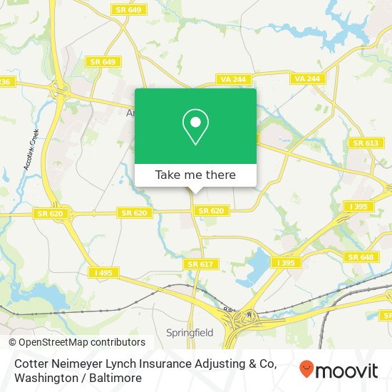 Mapa de Cotter Neimeyer Lynch Insurance Adjusting & Co, 5023 Backlick Rd