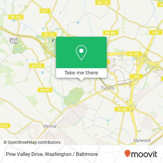 Mapa de Pine Valley Drive, Pine Valley Dr, Tysons, VA 22182, USA