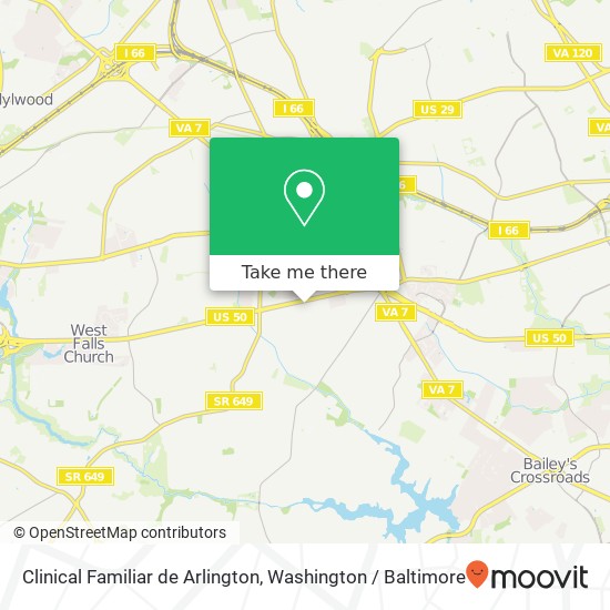 Mapa de Clinical Familiar de Arlington, 6521 Arlington Blvd