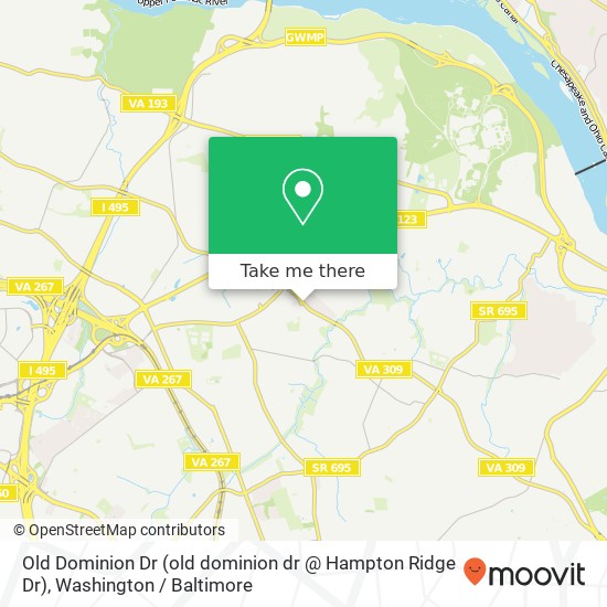 Mapa de Old Dominion Dr (old dominion dr @ Hampton Ridge Dr), McLean, VA 22101