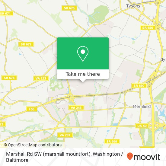 Mapa de Marshall Rd SW (marshall mountfort), Vienna, VA 22180