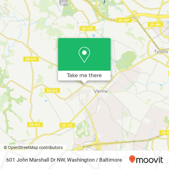 Mapa de 601 John Marshall Dr NW, Vienna, VA 22180