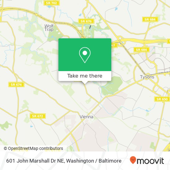 601 John Marshall Dr NE, Vienna, VA 22180 map
