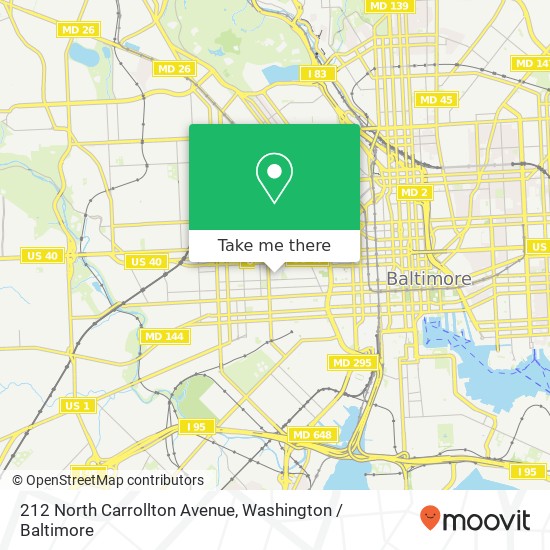 Mapa de 212 North Carrollton Avenue, 212 N Carrollton Ave, Baltimore, MD 21223, USA