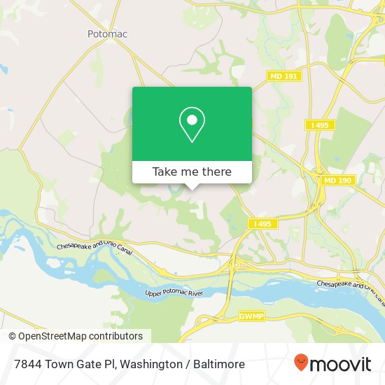 Mapa de 7844 Town Gate Pl, Bethesda, MD 20817