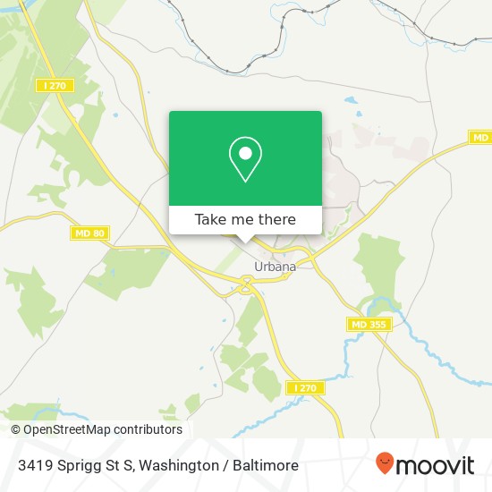 Mapa de 3419 Sprigg St S, Frederick (URBANA), MD 21704