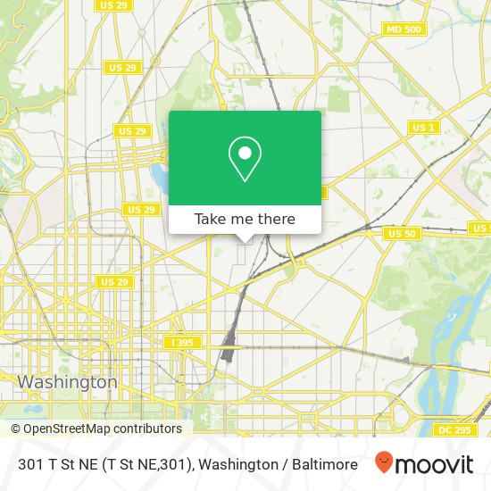 Mapa de 301 T St NE (T St NE,301), Washington, DC 20002