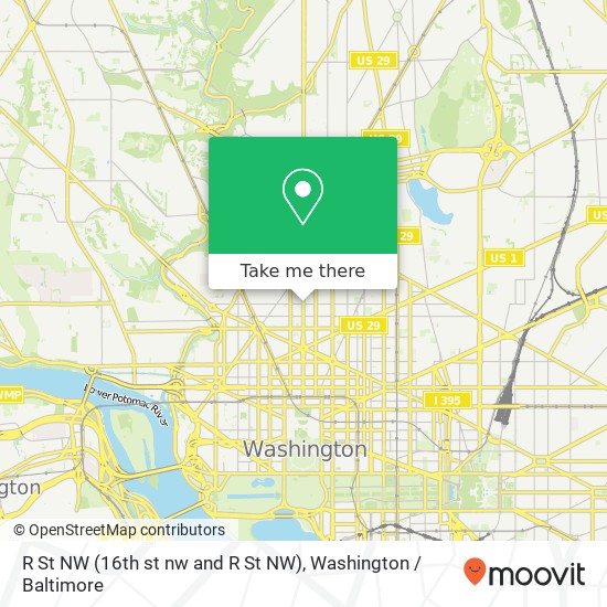 Mapa de R St NW (16th st nw and R St NW), Washington, DC 20009