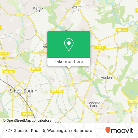 Mapa de 727 Glouster Knoll Dr, Silver Spring, MD 20901