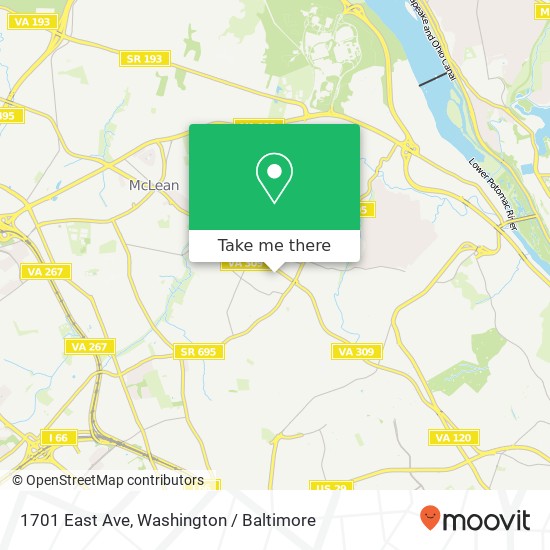 Mapa de 1701 East Ave, McLean, VA 22101