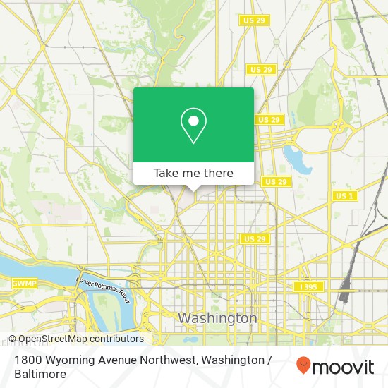1800 Wyoming Avenue Northwest, 1800 Wyoming Ave NW, Washington, DC 20009, USA map