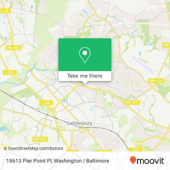 Mapa de 18613 Pier Point Pl, Montgomery Village, MD 20886