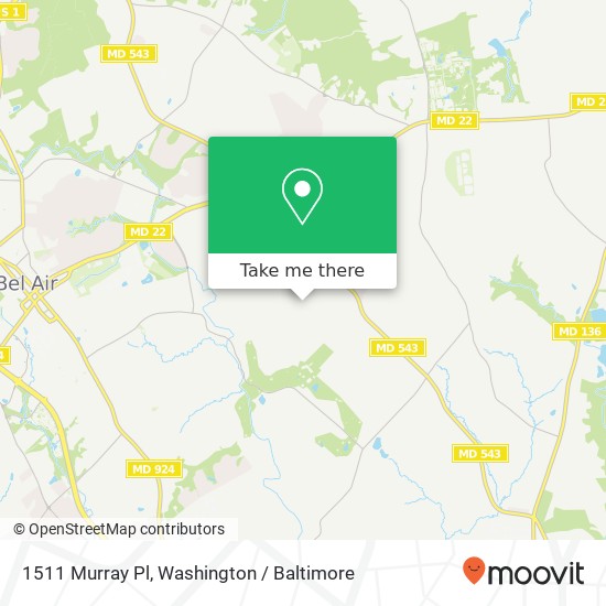 Mapa de 1511 Murray Pl, Bel Air, MD 21015