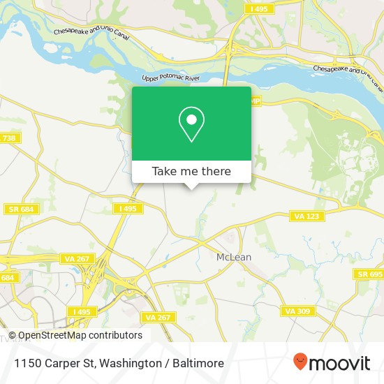 Mapa de 1150 Carper St, McLean, VA 22101