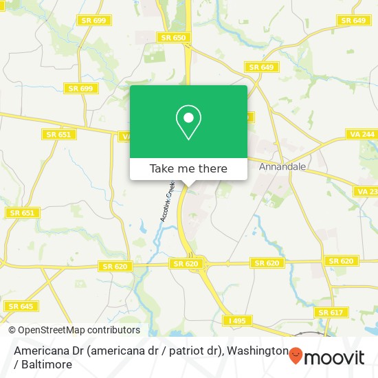 Mapa de Americana Dr (americana dr / patriot dr), Annandale, VA 22003