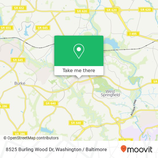 Mapa de 8525 Burling Wood Dr, Springfield, VA 22152