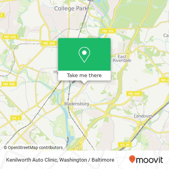 Mapa de Kenilworth Auto Clinic, 4835 Kenilworth Ave