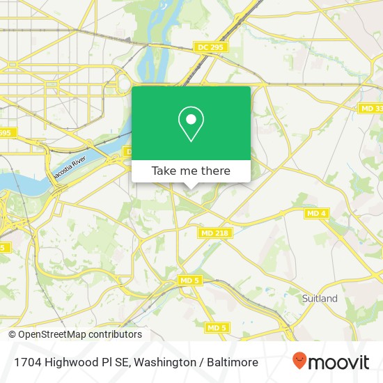 1704 Highwood Pl SE, Washington, DC 20020 map