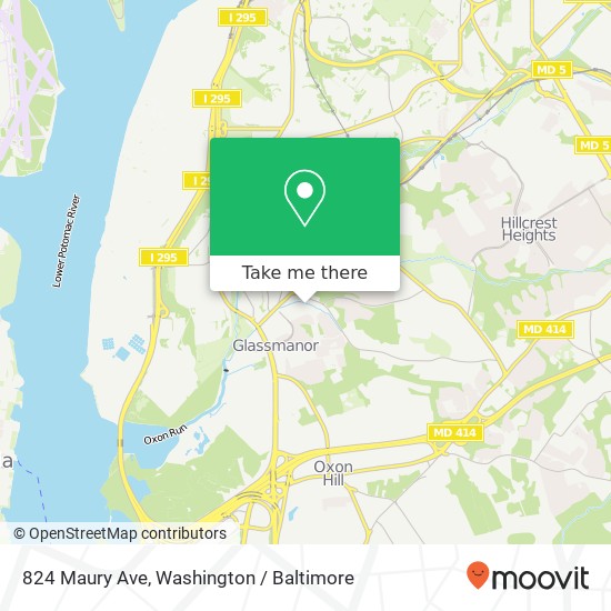 Mapa de 824 Maury Ave, Oxon Hill, MD 20745