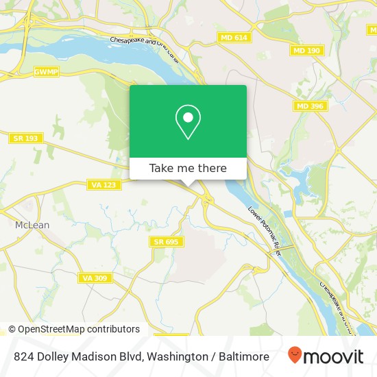 Mapa de 824 Dolley Madison Blvd, McLean, VA 22101